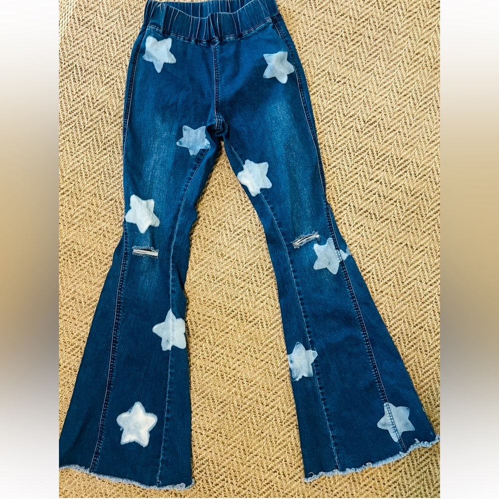 Women's Blue Star Pattern Flare Jeans